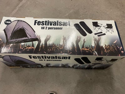 Telt, Festivalsæt 
Indeholder telt
2 stole
2 soveposer
2 liggeunderlag 

Har 4 styks 1000kr for alle