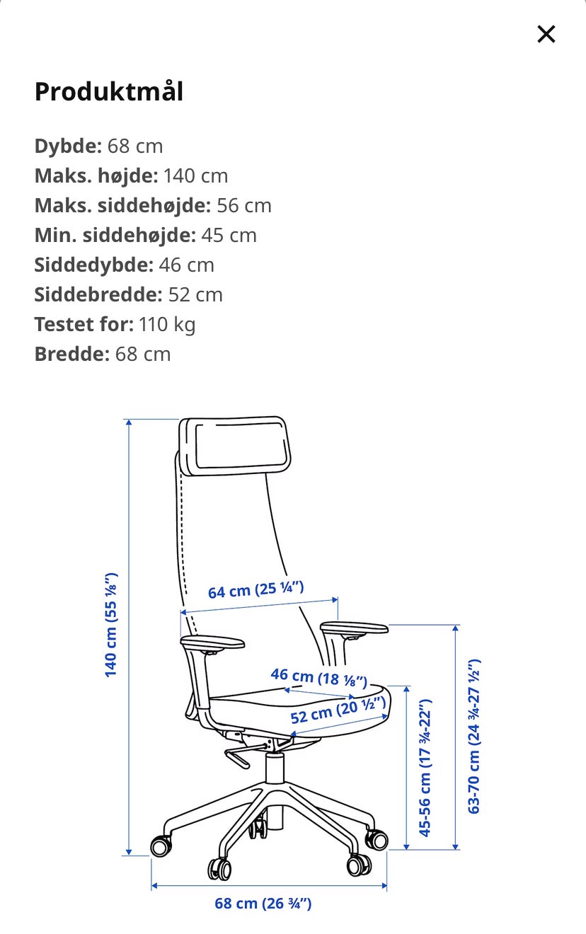 Kontor stol Jarvfjallet fra IKEA