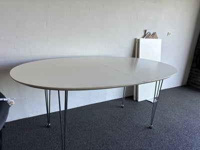 Spisebord, Laminat, b: 100 l: 170, Minder lidt om Piet Hein bord, ovalt med stålben og 2 tillægsplad