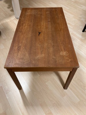 Sofabord, Domino, teaktræ, Ca 50x50x130, med patina på bordpladen