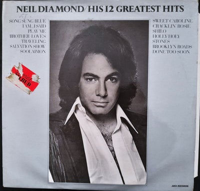 LP, NEIL DIAMOND, NEIL DIAMOND HIS 12 GREATEST HITS, Pop, NEIL DIAMOND HIS 12 GREATEST HITS LP 1974 