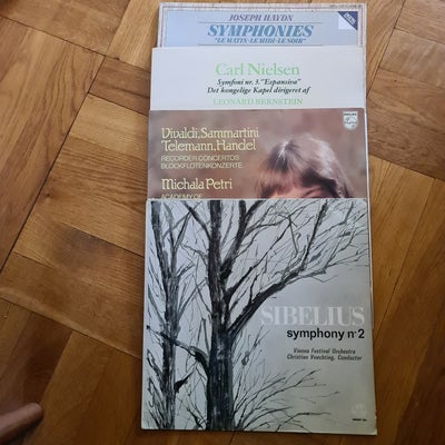 LP, Sibelius, Carl Nielsen, Vivaldi, Haydn, symp.no 2, symp.no 3, m.m., Klassisk, 4 LP i perfekt sta