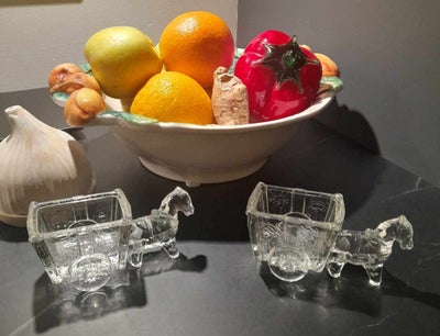 Glas, saltkar, peberbøsse, WMF - Die Glas-Idee - Clear pressed glass donkey pulling his cart - Candy