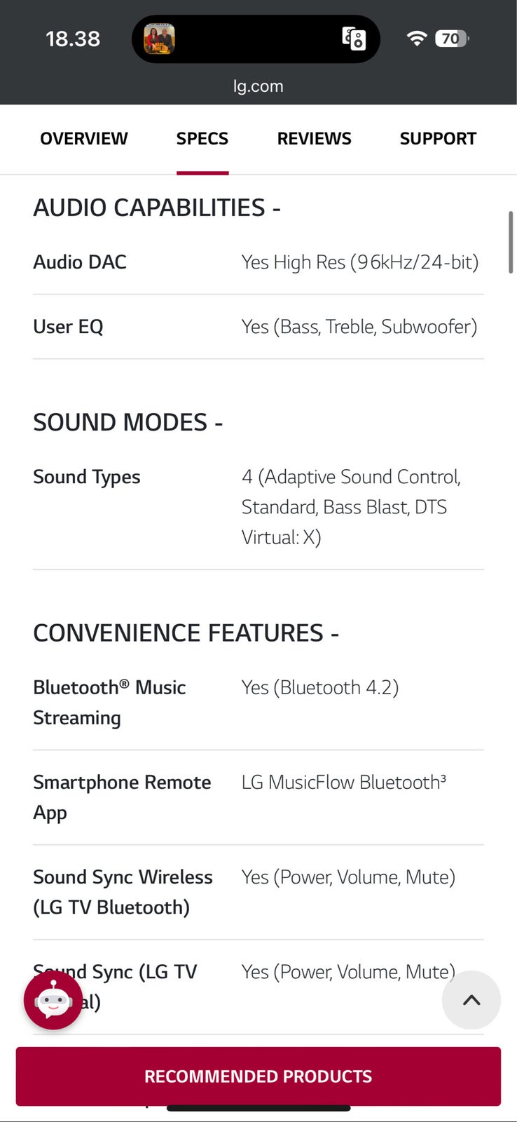 Soundbar, LG, SPL5B + SPK8