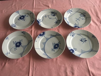 Porcelæn, Tallerken, Royal Copenhagen, Seks Blå Mega middagstallerkener med forskellig dekoration sæ