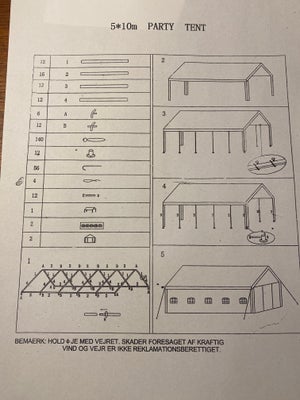 Partytelt festtelt, 10 gange 5 m 
Brugt 5 gange 
Ok stand 