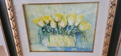 Oliemaleri, Erik Frøkjær, motiv: Blomster/Have, stil: Impressionisme, b: 69 h: 59, Smukt oliemaleri 