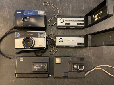 Kodak, Disc 6000 m.fl. , Rimelig, Seks ældre analoge Kodak vintage pocekt kameraer: Kodak Instamstic