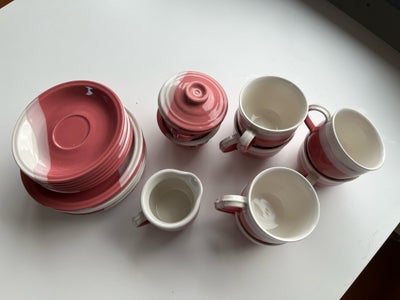 Keramik, Stel, Smukt the/kaffestel til 6 personer. Inkluderer: 
- 6 tallerkener
- 6 underkopper
- 6 
