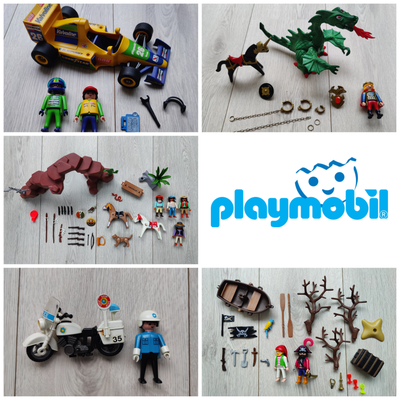 Playmobil, Plsymobil samling, Playmobil, Playmobil samling - racerbil, drage, politi, sørøver og ves