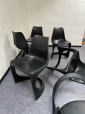 Anden arkitekt, !OBS KUN 2 TILBAGE!

6 spisebordsstole

6 stole i sort plastik sælges. Flot og skulp