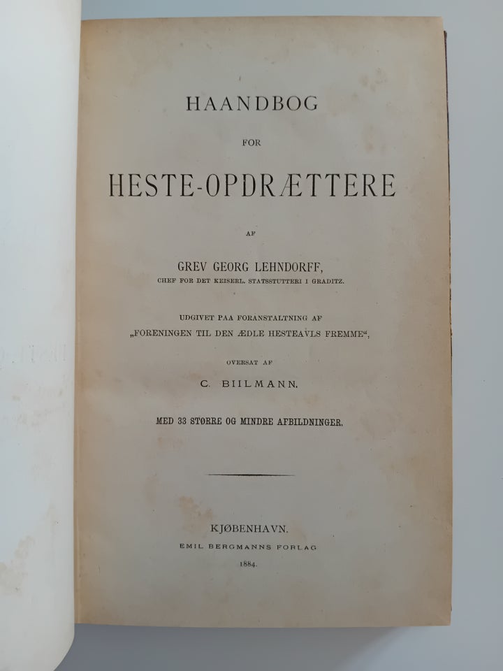 Haandbog for Heste-Opdrættere, Grev Georg Lehndorff,