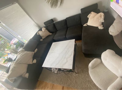 U-sofa, stof, 7 pers. , Ilva, Stor lækker komfortabel flyder,  i mørkegrå/koksgrå møbelstof. 
2 stk 