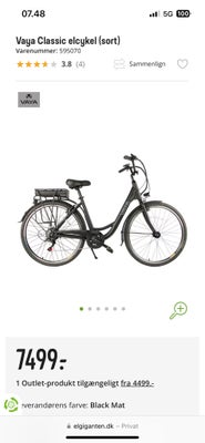 Damecykel,  andet mærke, Vaya Classic Elcykel, Elcyklen er købt i august 2023 og er ikke særlig brug