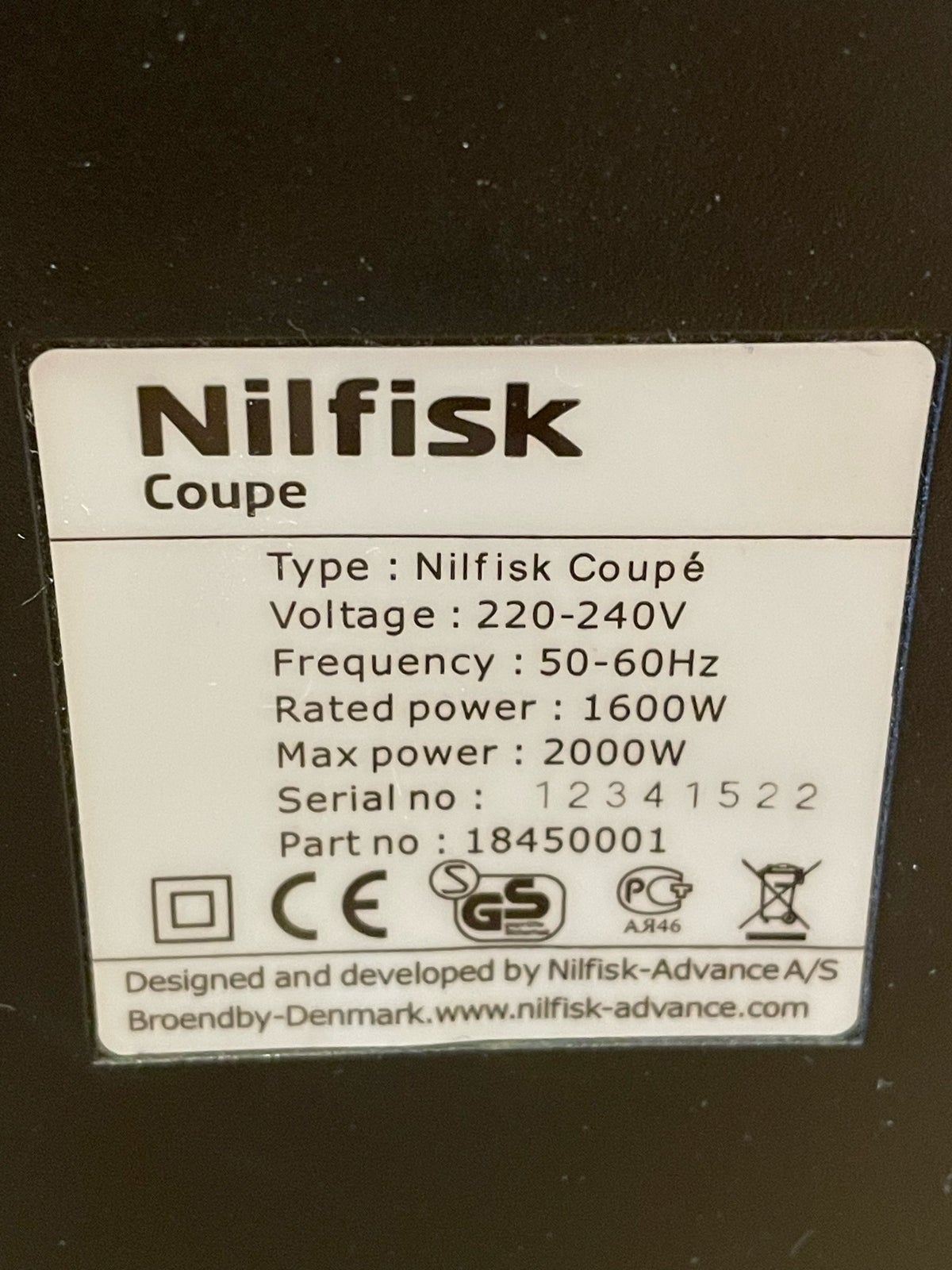 Støvsuger, Nilfisk Coupe, 2000 watt