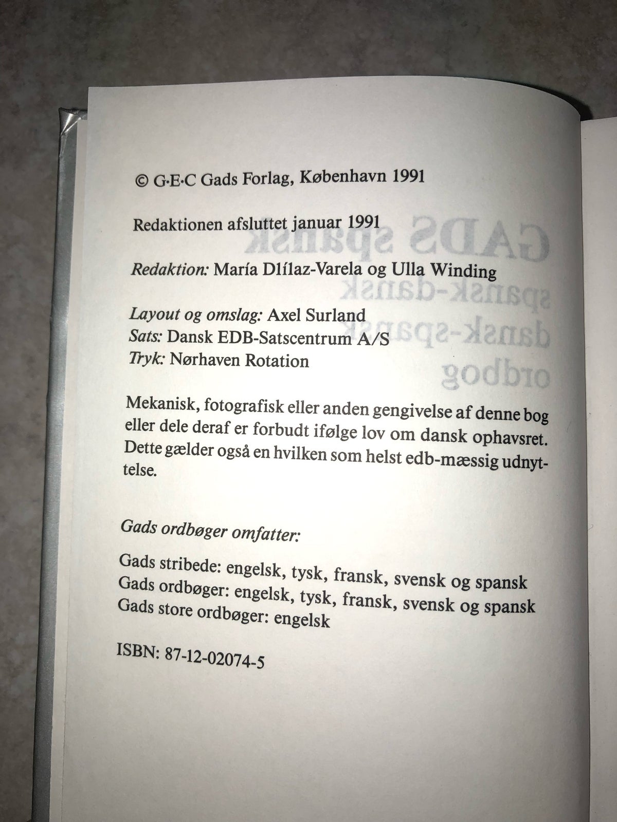 Spansk dansk ordbog, Gad, år 1991