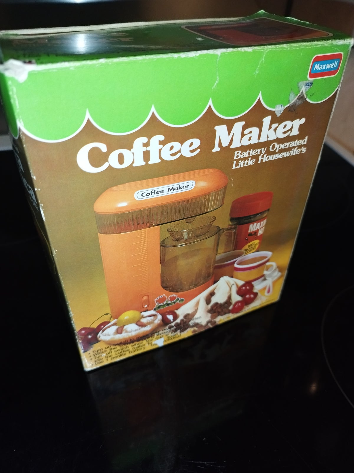 1980s Coffee Maker Barista Battery Operated Little Housewife's Kitchen Toy  Boxed Maxwell New Old Stock 