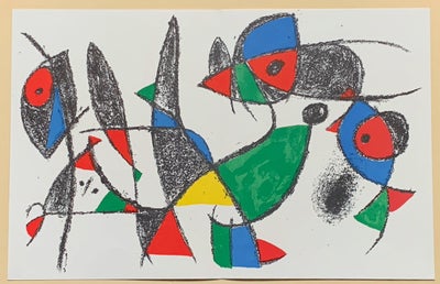 Litografi, Joan Miró (1893-1983): Originallitografi IX, 1975
Fra værkfortegnelsen over Mirós litogra