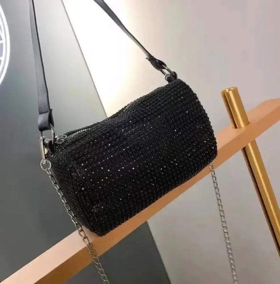 Crossbody, Sort taske med shine crossbody shiny