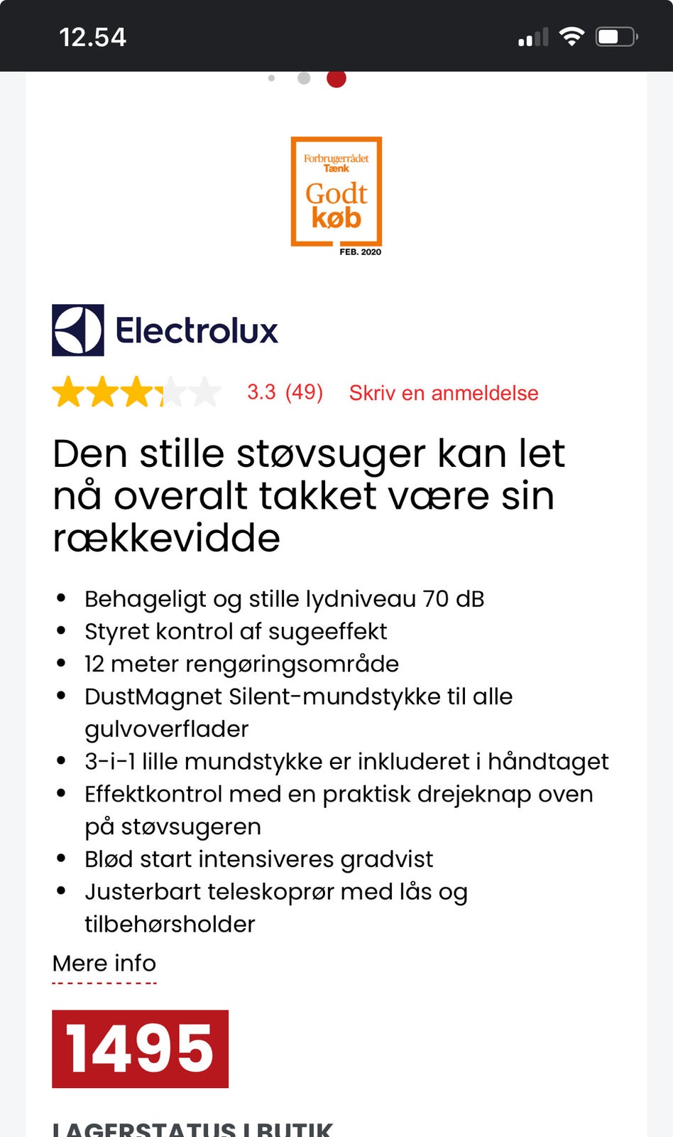 Støvsuger, Electrolux Silent performance