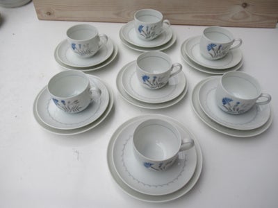 Porcelæn, Blå Kornblomst kaffestel, Bing og Grøndahl, Kaffekopper, underkopper og kagetallerkner i s