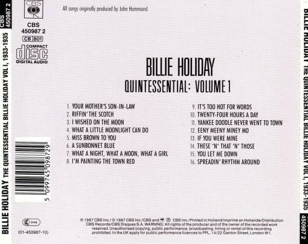 BILLIE HOLIDAY: THE QUINTESSENTIAL VOL 1 1933-1935, jazz