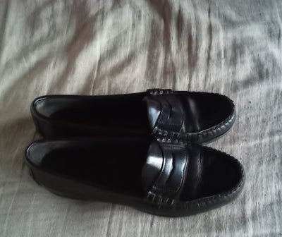 Loafers, str. 39,  SORT,  LÆDER,  God men brugt, Klassisk kvalitets hyttesko, -og håndværk, loafers,