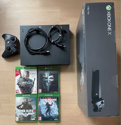 Xbox One X, Xbox One X, Perfekt, Xbox One X
Controller 
4 spil: The Witcher III, Rise of the Tombola