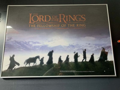 Plakat, motiv: Ringenes herre, b: 98 h: 68, Indrammet plakat “Lord og the Ring: The Fellowship of th