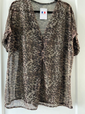 Bluse, Made in France, str. 40, Brun/ kobber, Polyester, Ubrugt, Top/bluse i leopard mønster med kob
