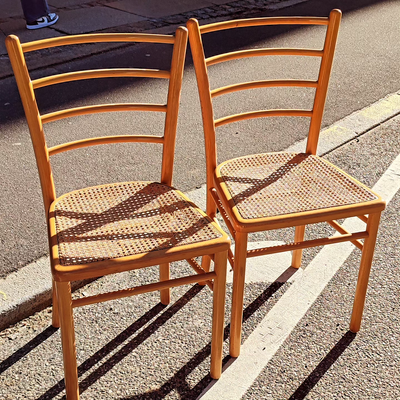 Spisebordsstol, Smukke italienske retro flet stole sælges samlet for 400

Mulighed for levering mod 