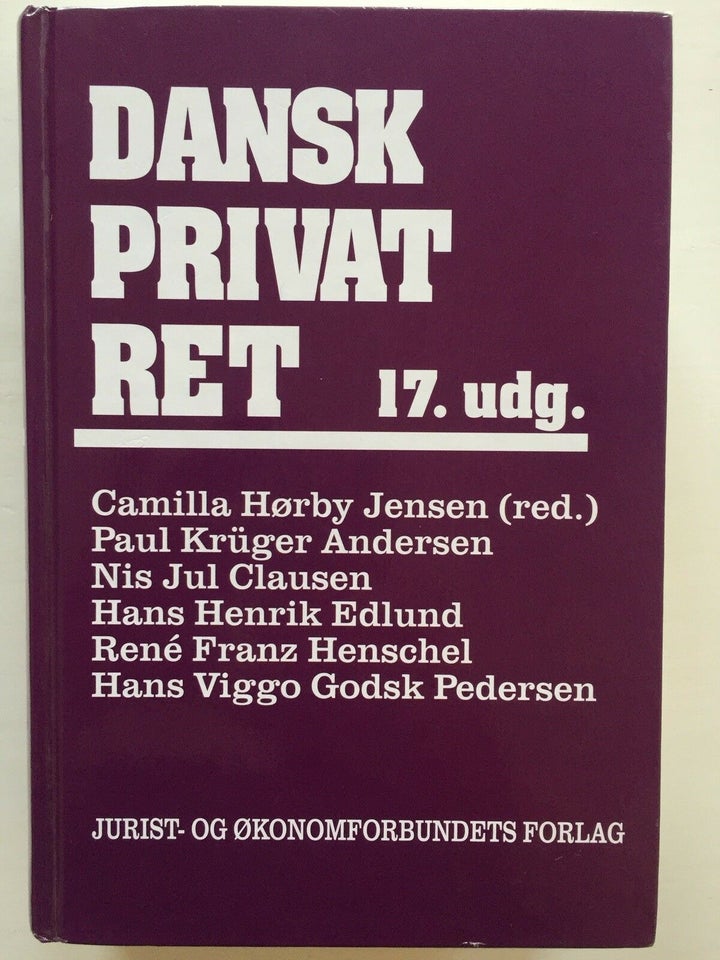 Dansk Privatret 17. Udg., Camilla Hørby Jensen, emne: jura