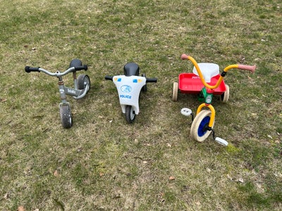 Unisex børnecykel, løbecykel, andet mærke, 3 forskellige cykler. Sælges samlet