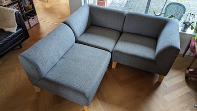 Sofa, stof, 3 pers. , ILVA Nordica, Modulsofa i 3 dele af 90x90 cm.

Sæde og ryg i koldskum, og ben 