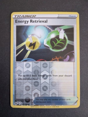Samlekort, Pokemon kort, Energy retrieval - 160/202
Reverse holo 
Sword & shield
