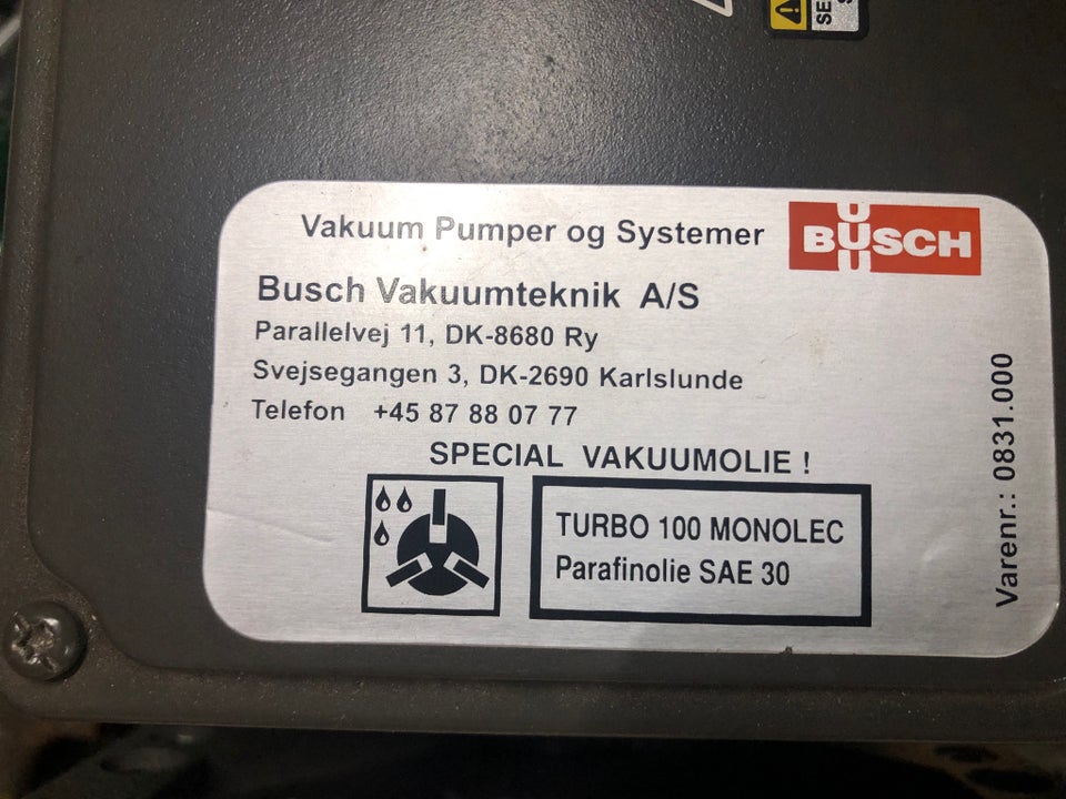 Busch vacuumpumpe, Busch