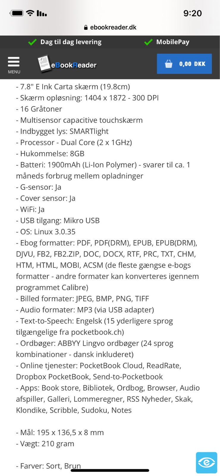 Andet mærke, PocketBook InkPad 3, 7.8inch tommer