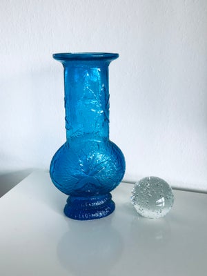 Vase, Blå glasvase , Vintage / retro, Giv evt et seriøst bud.
STOR og vanvittig smuk vintage vase i 