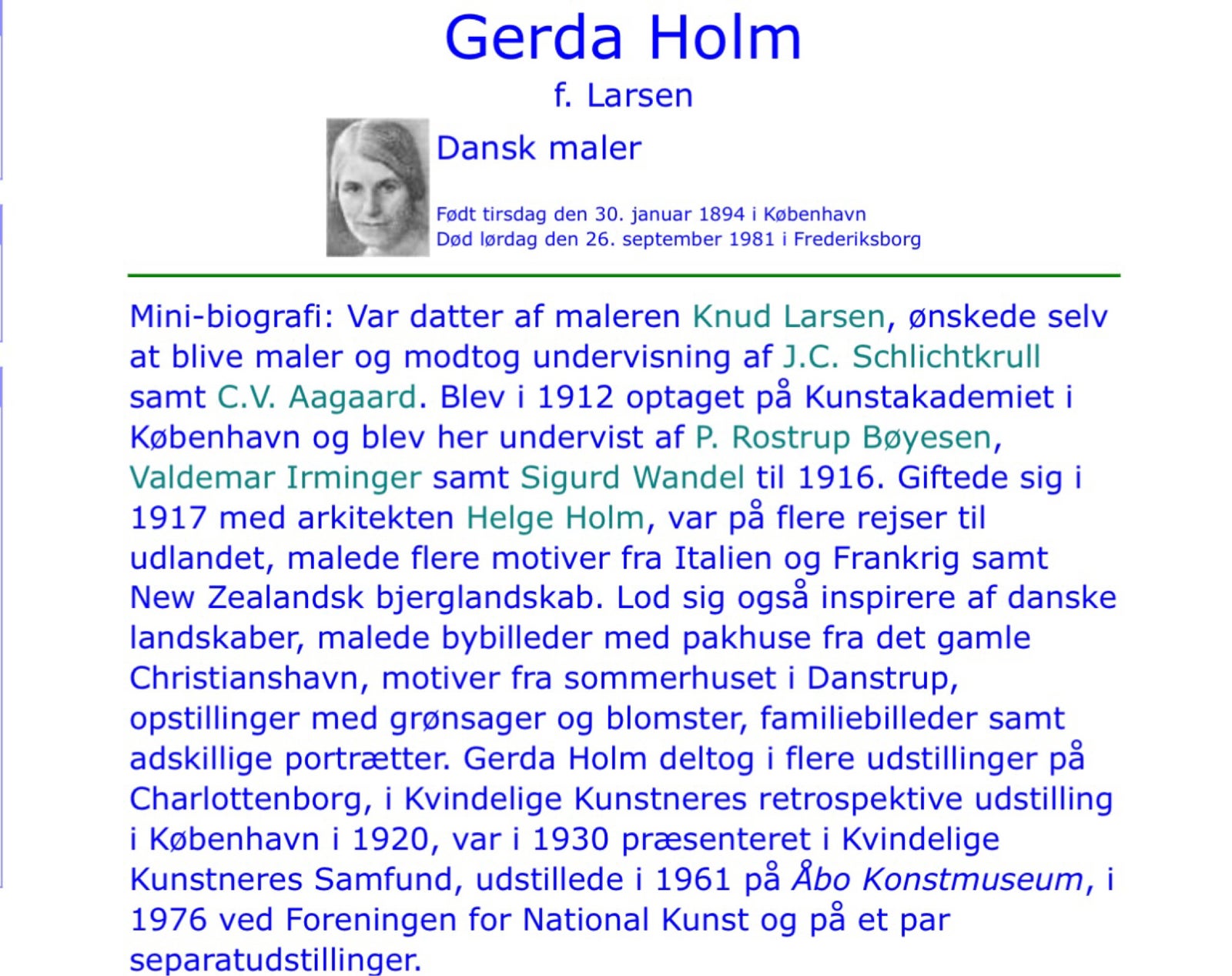 Oliemaleri, Gerda Holm, motiv: Andet