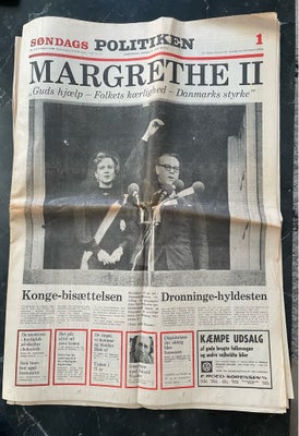 Bøger og blade, Gammel avis, Gammel avis fra 1972 med Margrethe 2. 
“Guds hjælp - folkets kærlighed 