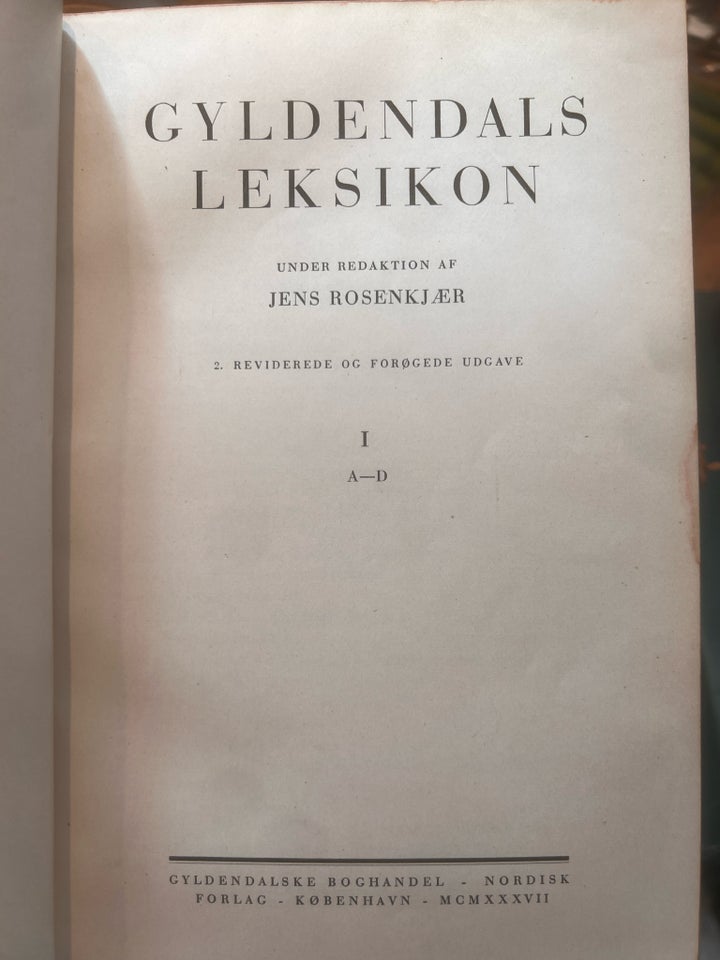 Leksikon Gyldendals, Jens Rosenkjær, emne: leksikon