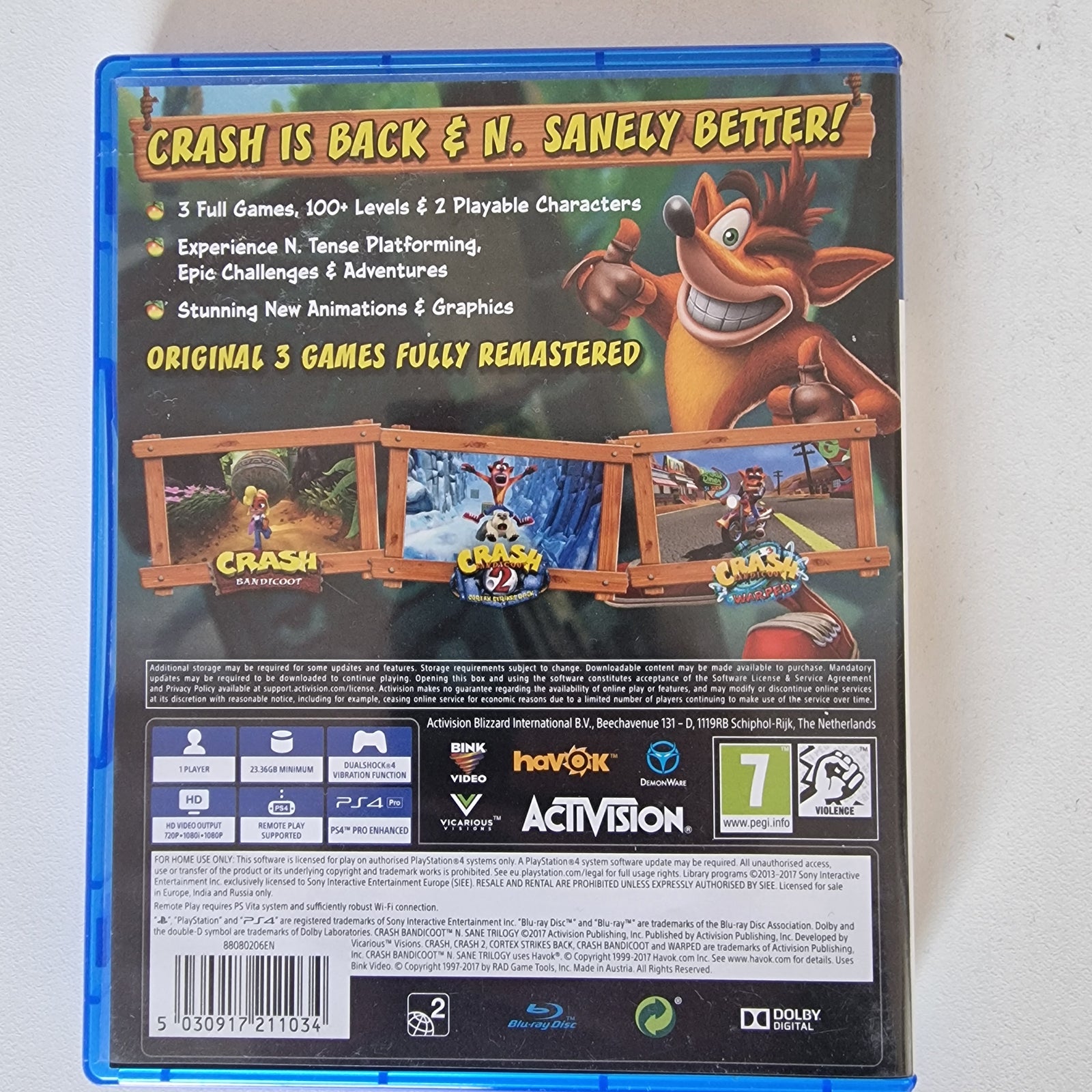 Crash Bandicoot N'sane Trilogy , PS4, action