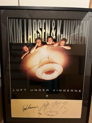 Andet, Kim Larsen & kjukken, Autografer, Rock, Rigtig flot plakat med autografer af hele bandet i fl