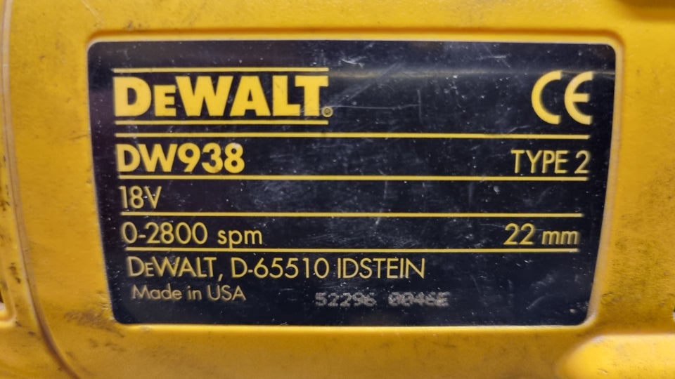 Bajonetsav, Dewalt dw938 / elu rsa18