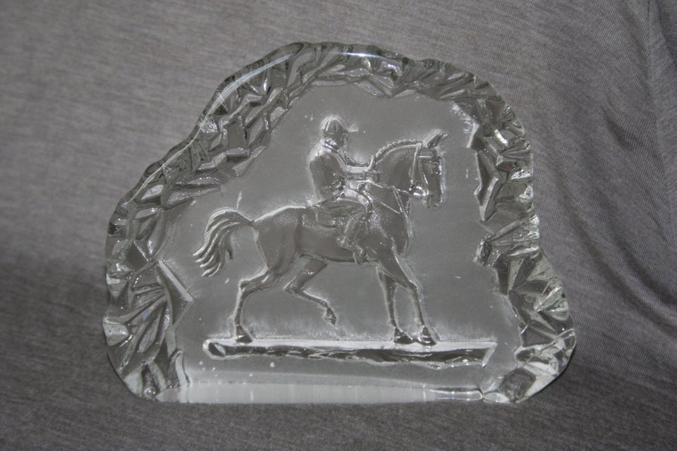 Glas Relief med rytter / hest motiv