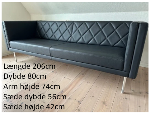 Sofa, læder, 3 pers.