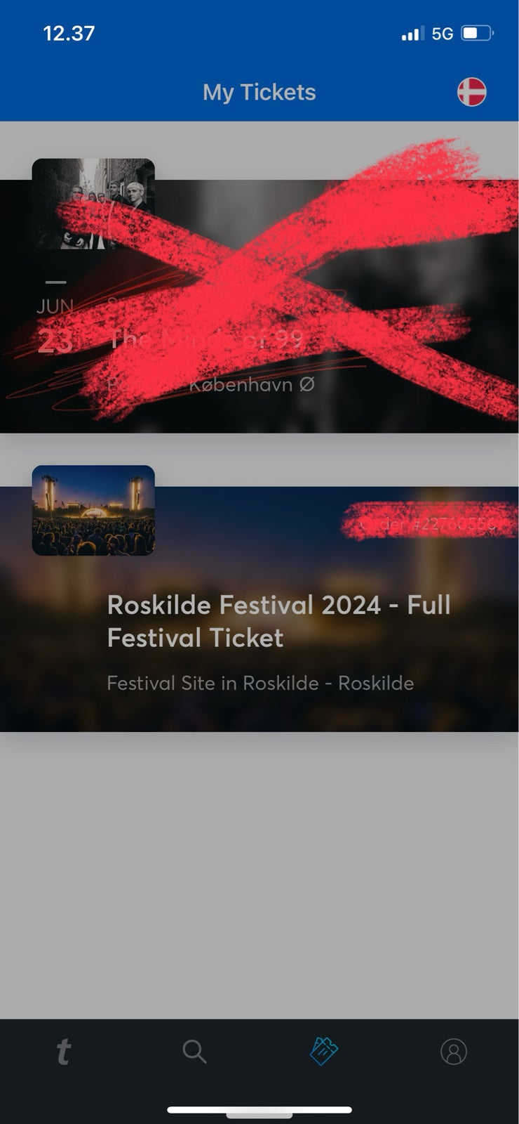 Roskilde billet. Full ticket