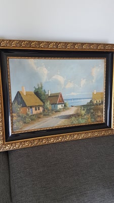 Oliemaleri, Vikstrøm?, motiv: Landskab, stil: Andet, b: 83 h: 62, Oliemaleri, Vikstrøm?, motiv: Land