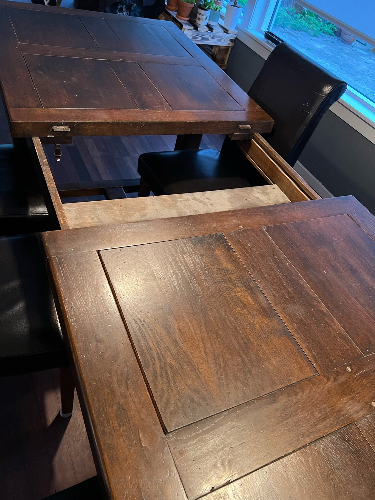 Spisebord m/stole, Massivt træbord, Ukendt