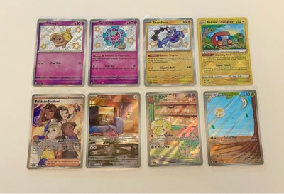 Samlekort, Pokemon shiny rare og Secret rare kort, helt nye.
20,- pr stk eller 140,- for alle 8. 